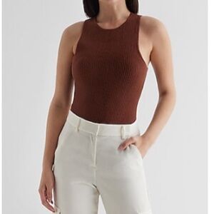 Ribbed High Neck Sweater Tank